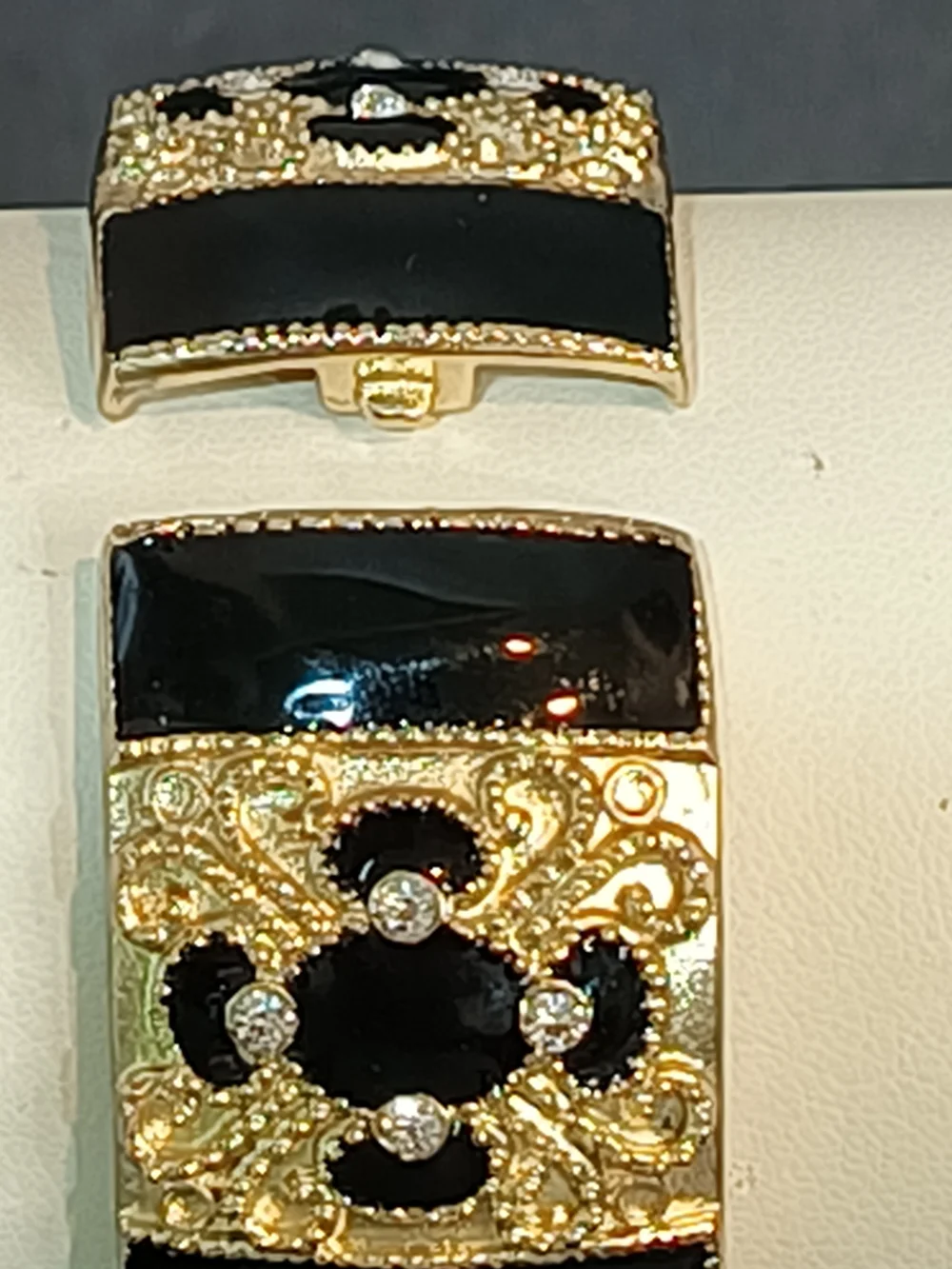 Gold and Black Enamel Cross Rhinestone Decorative Bracelet